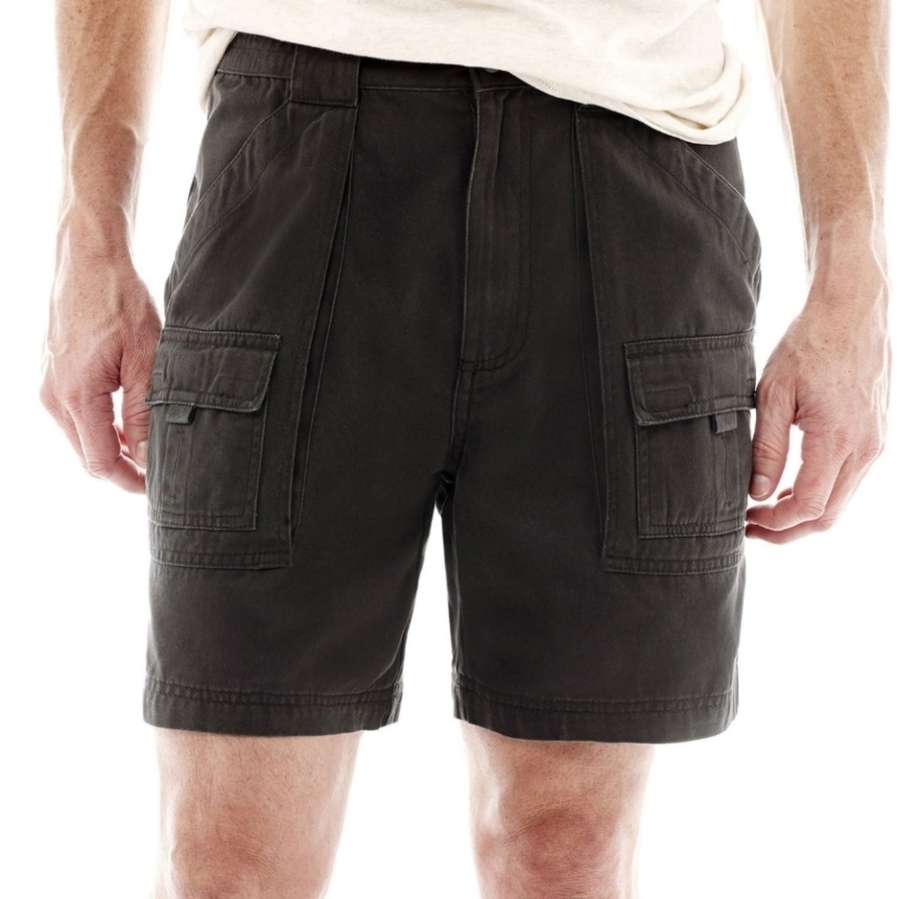 St. Johns Bay Mens Black Cargo Hiking Short (NWT)